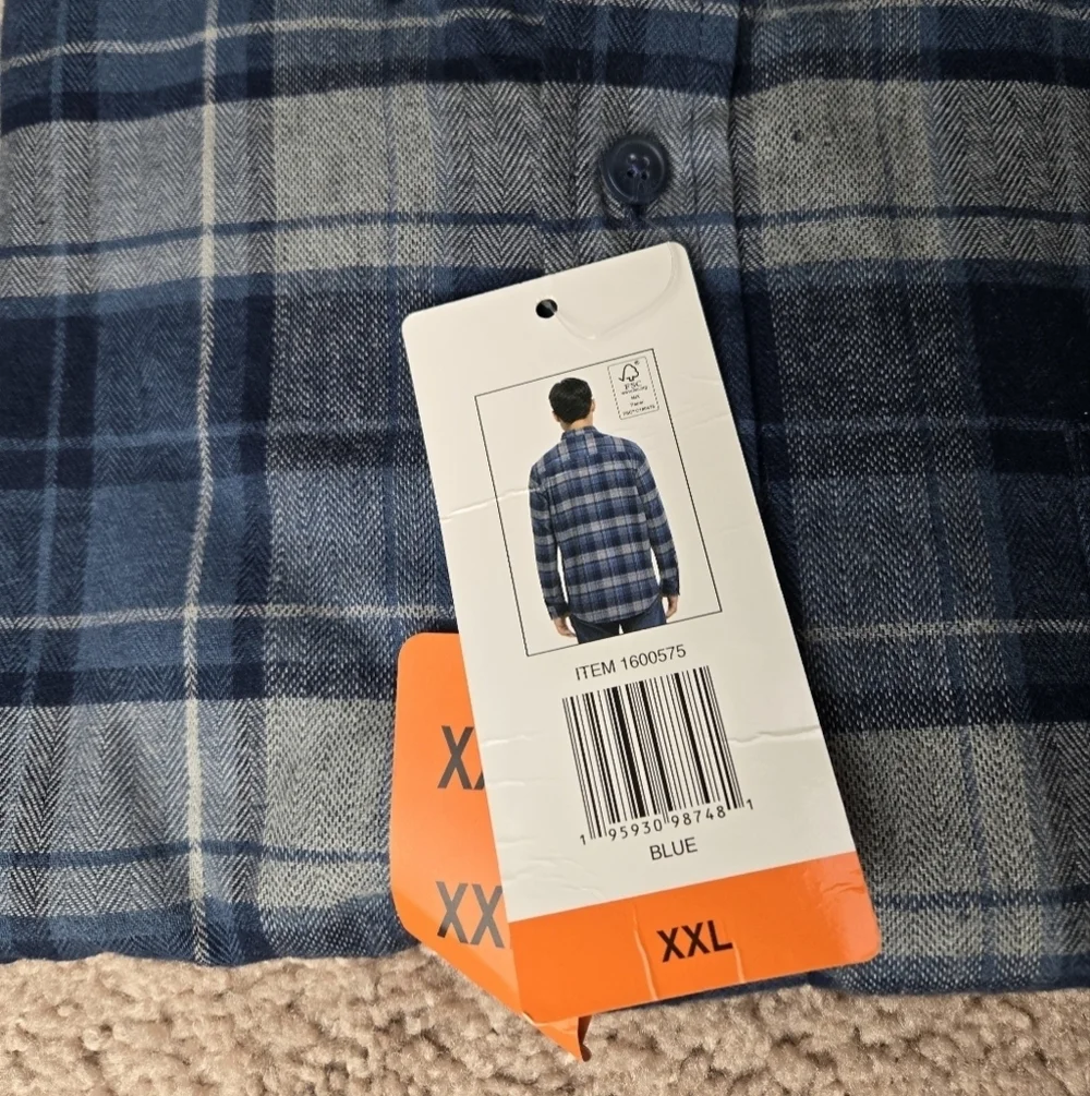 NWT Original Weatherproof Vintage Flannel Shirt Men’s Size XXL ‎ Blue